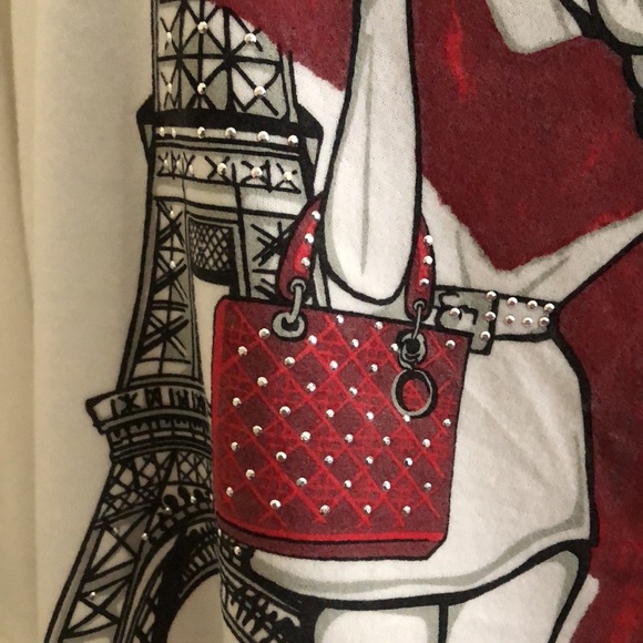 NWT Plus Size Joyeux Noel Paris Eiffel Tower Merry Christmas Santa Girl Sweater - Picture 5 of 12